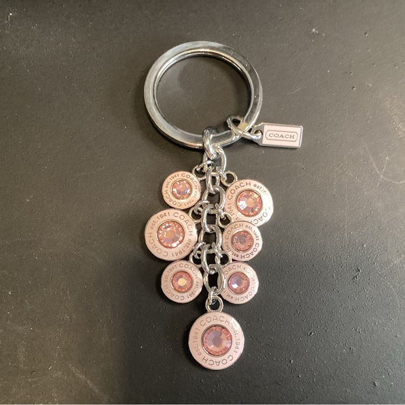 Coach Silver medallions with Pink Gemstones cascadin keychain - Picture 1 of 4